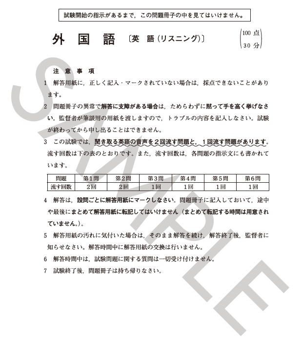 英語リスニング問題（パターン1：LM101）